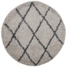 Tapis shaggy à poils longs moderne beige et anthracite Ø 280 cm 