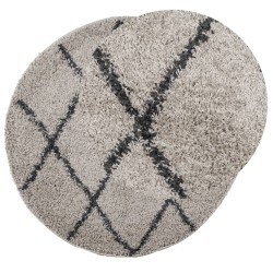Tapis shaggy à poils longs moderne beige et anthracite Ø 280 cm 