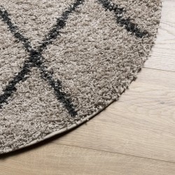 Tapis shaggy à poils longs moderne beige et anthracite Ø 280 cm 