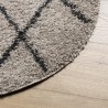 Tapis shaggy à poils longs moderne beige et anthracite Ø 280 cm 