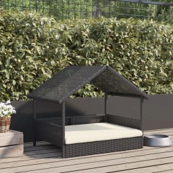 Niche pour chien avec coussin résine tressée 