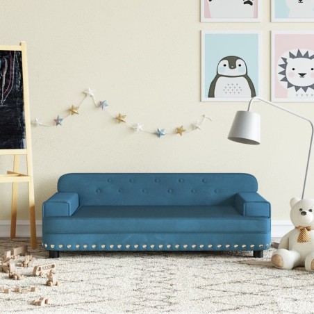 Canapé pour enfants bleu 90x53x30 cm velours 
