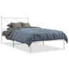 Cadre de lit métal sans matelas et tête de lit blanc 107x203 cm 
