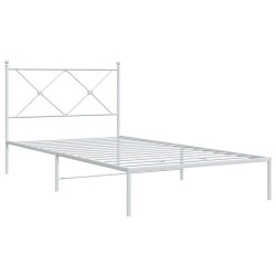 Cadre de lit métal sans matelas et tête de lit blanc 107x203 cm 