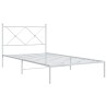 Cadre de lit métal sans matelas et tête de lit blanc 107x203 cm 