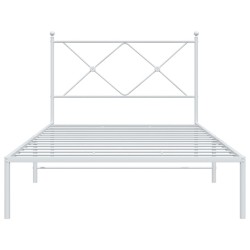 Cadre de lit métal sans matelas et tête de lit blanc 107x203 cm 