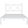 Cadre de lit métal sans matelas et tête de lit blanc 107x203 cm 