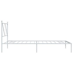 Cadre de lit métal sans matelas et tête de lit blanc 107x203 cm 