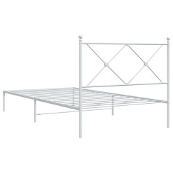Cadre de lit métal sans matelas et tête de lit blanc 107x203 cm 