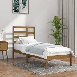 Cadre de lit sans matelas marron miel bois massif 100x200 cm 