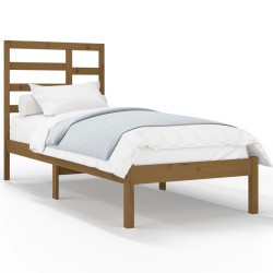 Cadre de lit sans matelas marron miel bois massif 100x200 cm 