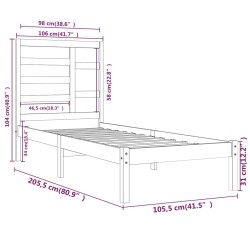 Cadre de lit sans matelas marron miel bois massif 100x200 cm 