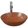 Lavabo de bain avec robinet et drain à poussoir Verre trempé 