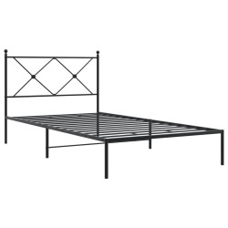 Cadre de lit métal sans matelas avec tête de lit noir 107x203cm 