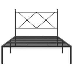 Cadre de lit métal sans matelas avec tête de lit noir 107x203cm 