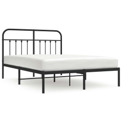 Cadre de lit métal sans matelas avec tête de lit noir 135x190cm 