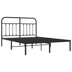 Cadre de lit métal sans matelas avec tête de lit noir 135x190cm 