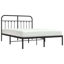 Cadre de lit métal sans matelas avec tête de lit noir 135x190cm 