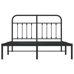 Cadre de lit métal sans matelas avec tête de lit noir 135x190cm 