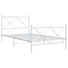 Cadre de lit métal sans matelas et pied de lit blanc 100x200 cm 