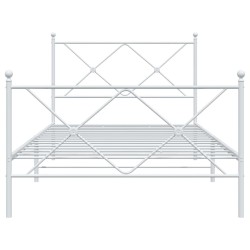 Cadre de lit métal sans matelas et pied de lit blanc 100x200 cm 