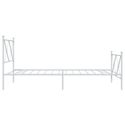 Cadre de lit métal sans matelas et pied de lit blanc 100x200 cm 