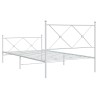 Cadre de lit métal sans matelas et pied de lit blanc 100x200 cm 
