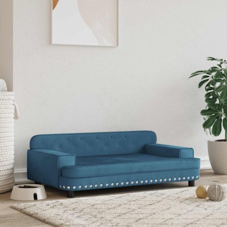 Lit pour chien bleu 90x53x30 cm velours 