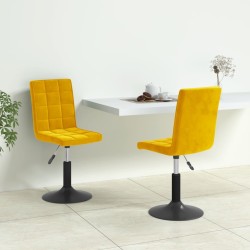 Chaises pivotantes à manger lot de 2 jaune moutarde velours 