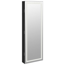 Armoire à bijoux avec miroir et éclairage LED mural noir 