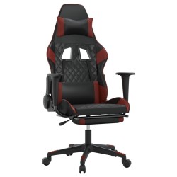 Chaise de jeu de massage repose-pied Noir&Bordeaux Similicuir 