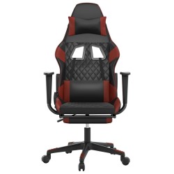 Chaise de jeu de massage repose-pied Noir&Bordeaux Similicuir 