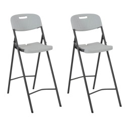 Chaises de bar pliables lot de 2 PEHD et acier Blanc 