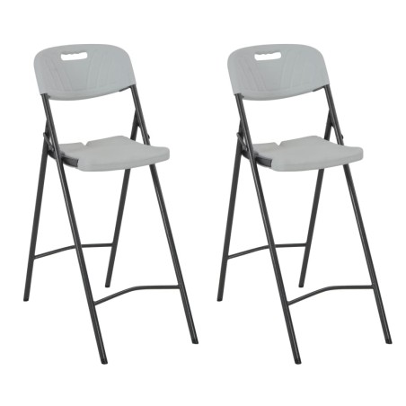 Chaises de bar pliables lot de 2 PEHD et acier Blanc 