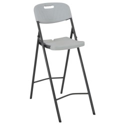 Chaises de bar pliables lot de 2 PEHD et acier Blanc 