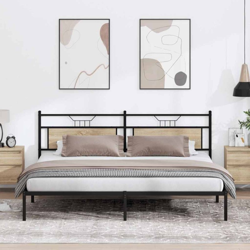 Cadre de lit sans matelas chêne sonoma 193x203 cm 