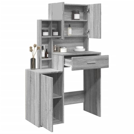 Coiffeuse avec armoire sonoma gris 80x35x132 cm 