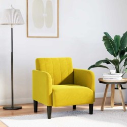 Fauteuil avec accoudoirs jaune 54 cm velours 