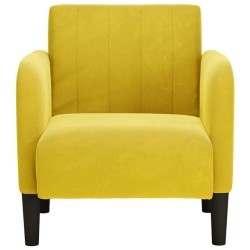 Fauteuil avec accoudoirs jaune 54 cm velours 