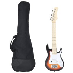 Guitare électrique pour enfants et sac marron et blanc 3/4 30" 