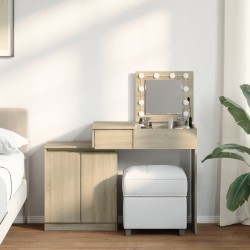 Coiffeuse avec LED chêne sonoma 115x37x110,5 cm 