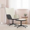 Chaise de relaxation avec tabouret Blanc crème Velours et PVC 