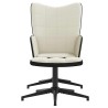 Chaise de relaxation avec tabouret Blanc crème Velours et PVC 