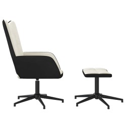 Chaise de relaxation avec tabouret Blanc crème Velours et PVC 