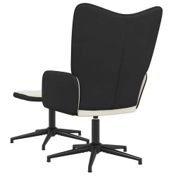 Chaise de relaxation avec tabouret Blanc crème Velours et PVC 