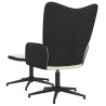 Chaise de relaxation avec tabouret Blanc crème Velours et PVC 