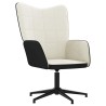 Chaise de relaxation avec tabouret Blanc crème Velours et PVC 