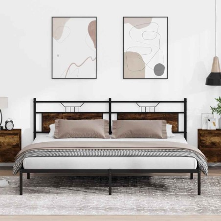 Cadre de lit sans matelas chêne fumé 193x203 cm bois ingénierie 