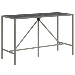 Ensemble de bar jardin 9 pcs gris poly rotin/bois massif acacia 