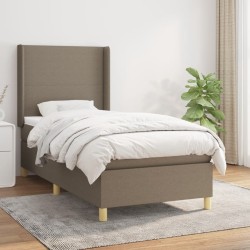 Sommier à lattes de lit avec matelas Taupe 90x190 cm Tissu 
